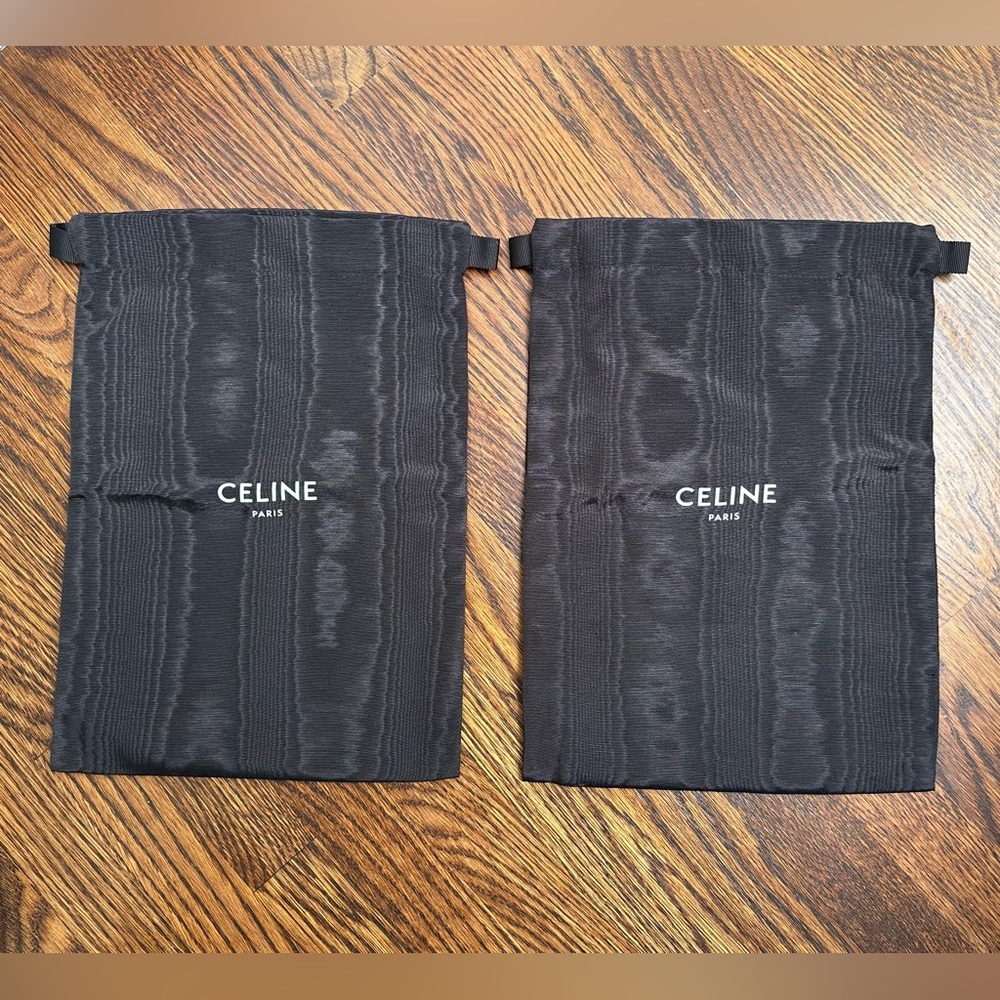Pair of Celine shoes duster bags